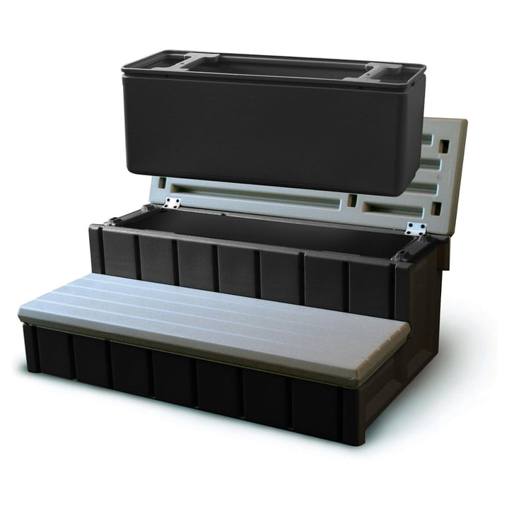 Confer Plastics Leisure Accents 36 Inch Outdoor Spa Hot Tub Storage Steps, Gray - VMInnovations