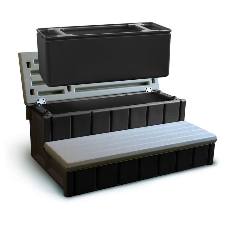 Confer Plastics Leisure Accents 36 Inch Outdoor Spa Hot Tub Storage Steps, Gray - VMInnovations