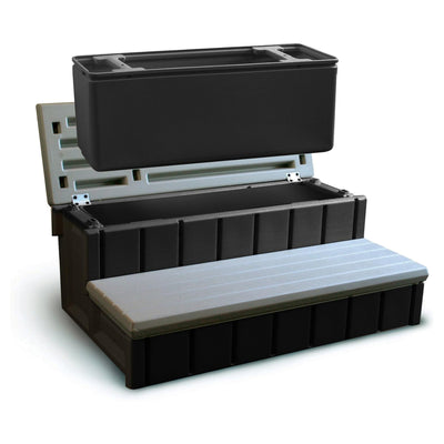 Confer 36"  Resin Hot Tub & Spa Steps with Storage, Gray/Black (For Parts) - VMInnovations