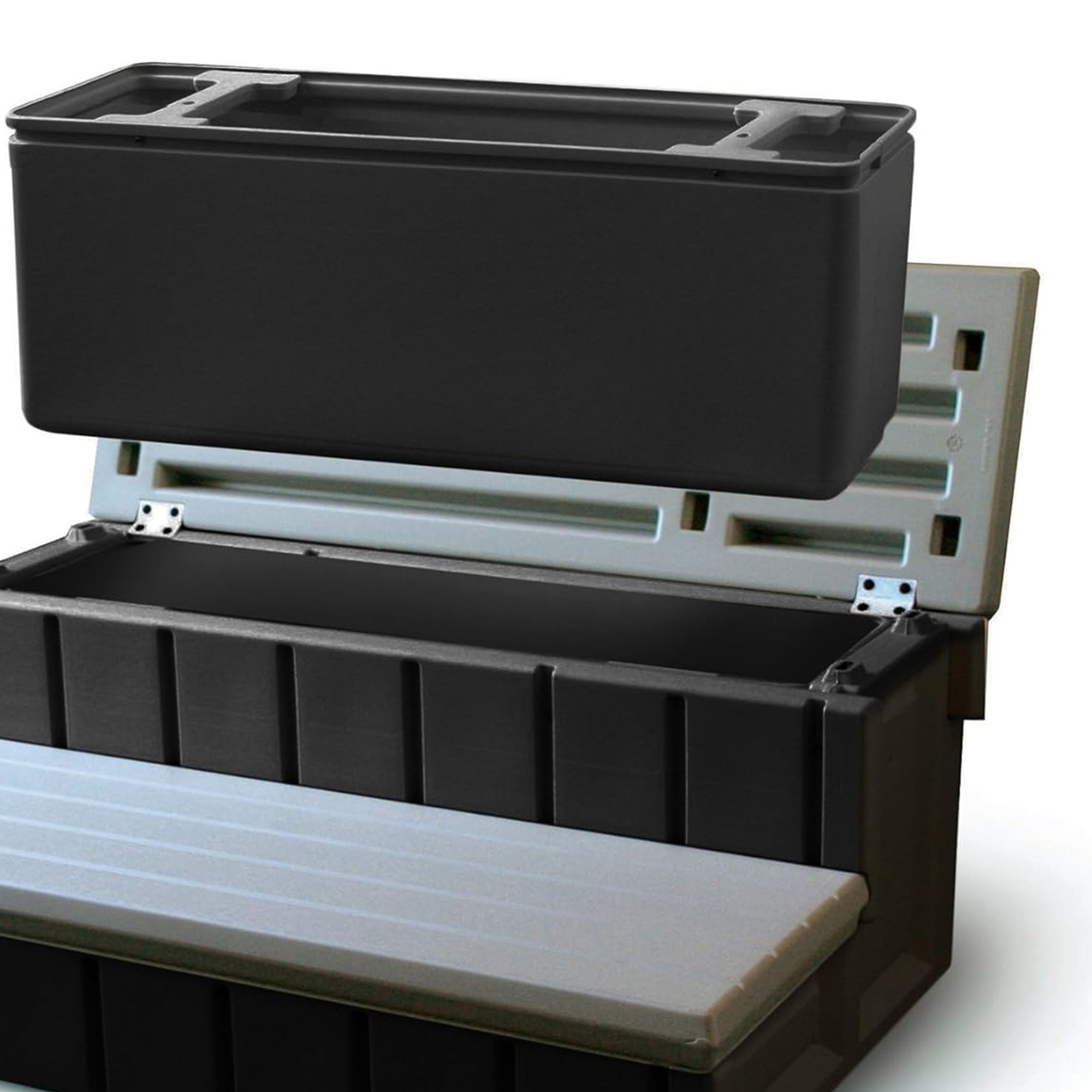 Confer 36"  Resin Hot Tub & Spa Steps with Storage, Gray/Black (For Parts) - VMInnovations