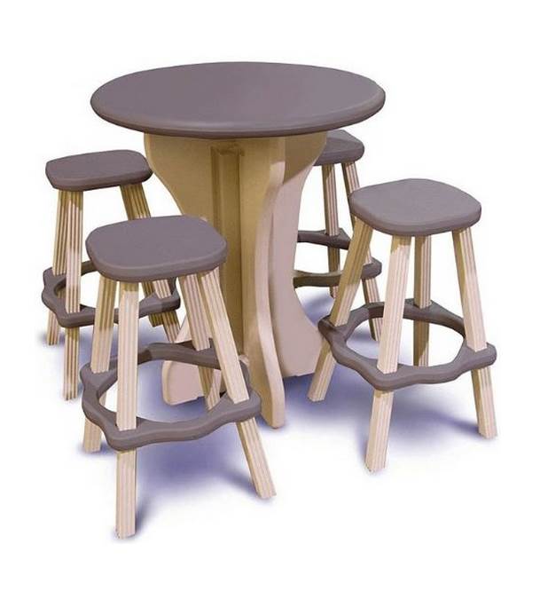 Leisure Accents Resin Weather Proof 30" Round Table 4 Barstools Brown (Open Box)