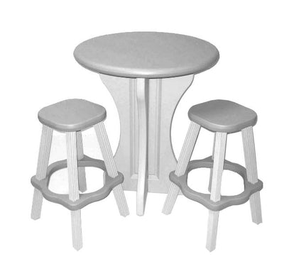 Leisure Accents Resin Weather Proof Deck Patio 30" Round Table 4 Barstools Gray