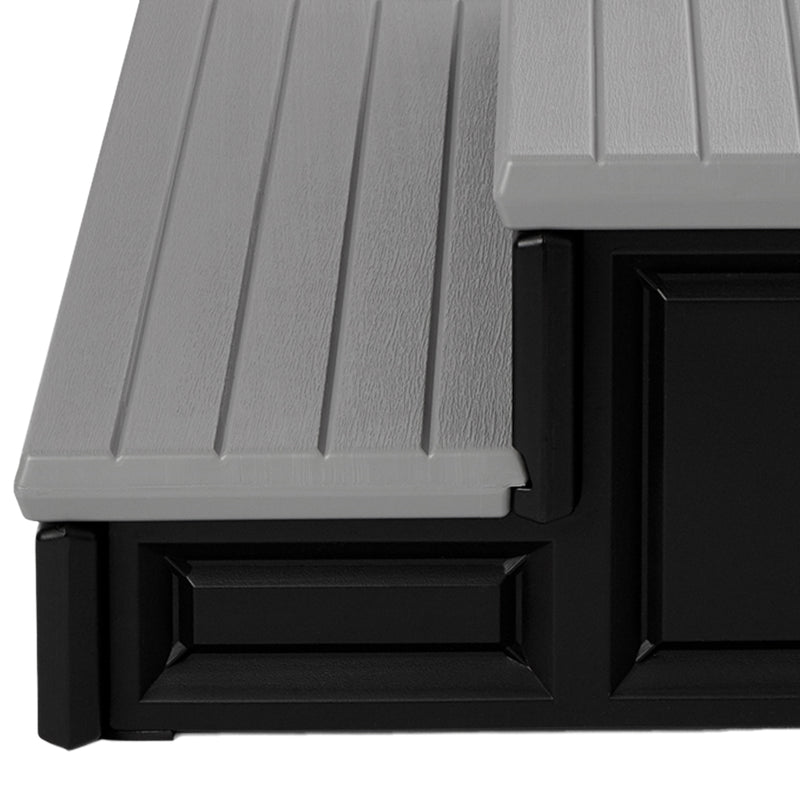 Leisure Accents 36" Long Deluxe Deck Spa Hot Tub Steps, Gray & Black (For Parts)