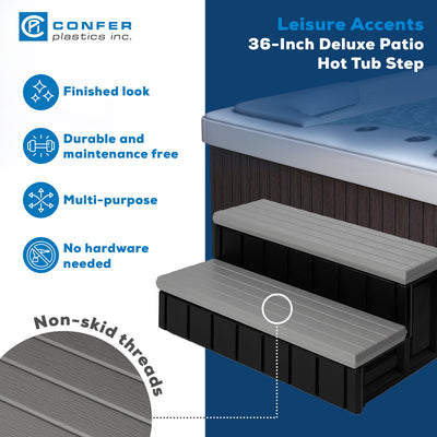 Confer Plastics Leisure Accents Deluxe Spa Steps, 36" Hot Tub Stairs, Gray(Used) - VMInnovations