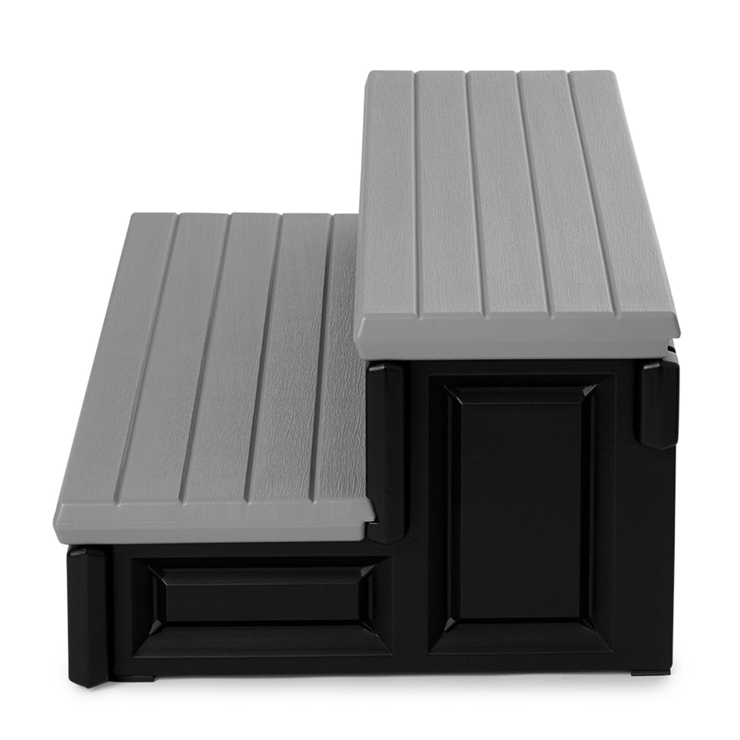 Leisure Accents 36" Long Deluxe Deck Spa Hot Tub Steps, Gray & Black (For Parts)