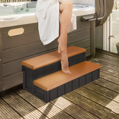 Confer Plastics Leisure Accents Deluxe  36" W Hot Tub Spa Steps, Redwood (Used) - VMInnovations