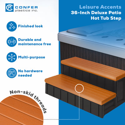 Confer Plastics Leisure Accents Deluxe  36" W Hot Tub Steps, Redwood (Open Box)