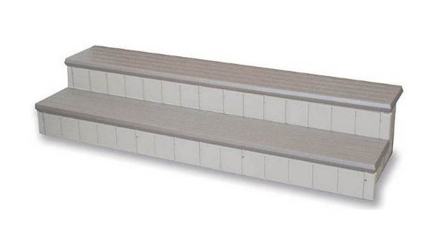 Leisure Accents 2-Step 74" Long Deluxe Deck Patio Spa Hot Tub Steps Gray LASS74