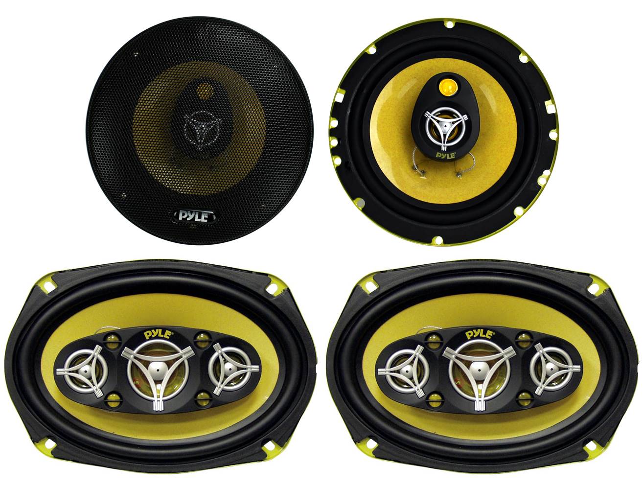 2) Pyle PLG6.3 6.5" 280W 3-Way + 2) PLG69.8 6x9" 500W 8-Way Car Audio Speakers