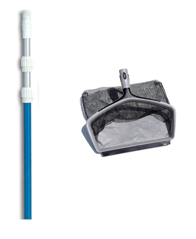 Hydrotools 80605 H20 PRO 17" Deep Bag Leaf Pool Rake w/ 5-15' Telescopic Pole