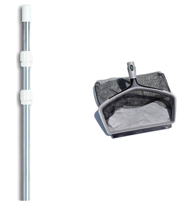 Hydrotools 80605 H20 PRO 17" Deep Bag Leaf Pool Rake w/ 4-12' Telescopic Pole
