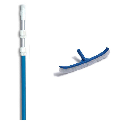 Hydrotools 8210 18" Curved Spa Pool Wall & Floor Brush w/ 5-15' Telescopic Pole