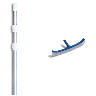 Hydrotools 8210 18" Curved Spa Pool Wall & Floor Brush w/ 4-12' Telescopic Pole