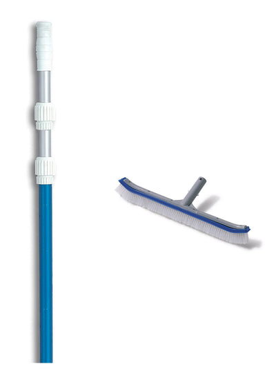 Swimline 8220 18" Curved Pool Spa Aluminum Back Brush w/ 7-21' Telescopic Pole