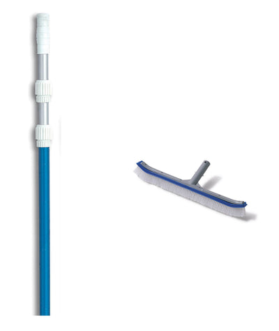 Swimline 8220 18" Curved Pool Spa Aluminum Back Brush w/ 5-15' Telescopic Pole - VMInnovations