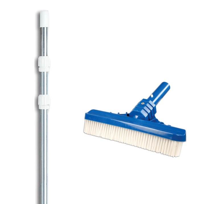 Hydrotools 8235 Swimming Pool 10" Wall Floor Pro Brush w/ 4-12' Telescopic Pole