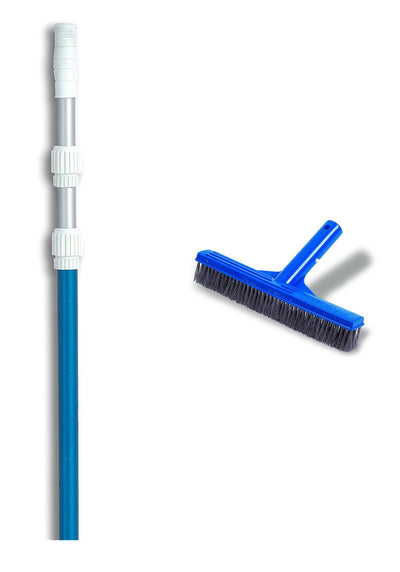 HydroTools 8240 10" Concrete Swimming Pool Steel Brush w/ 7-21' Telescopic Pole