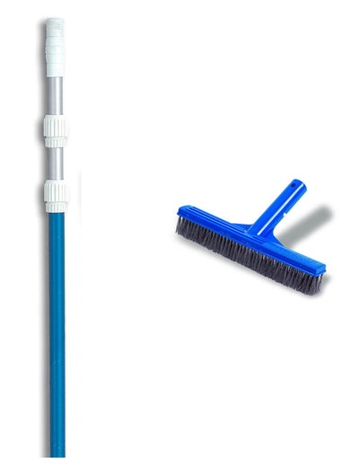 HydroTools 8240 10" Concrete Swimming Pool Steel Brush w/ 5-15' Telescopic Pole