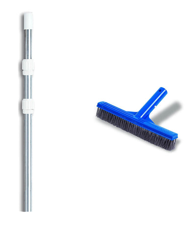 HydroTools 8240 10" Concrete Swimming Pool Steel Brush w/ 4-12' Telescopic Pole - VMInnovations