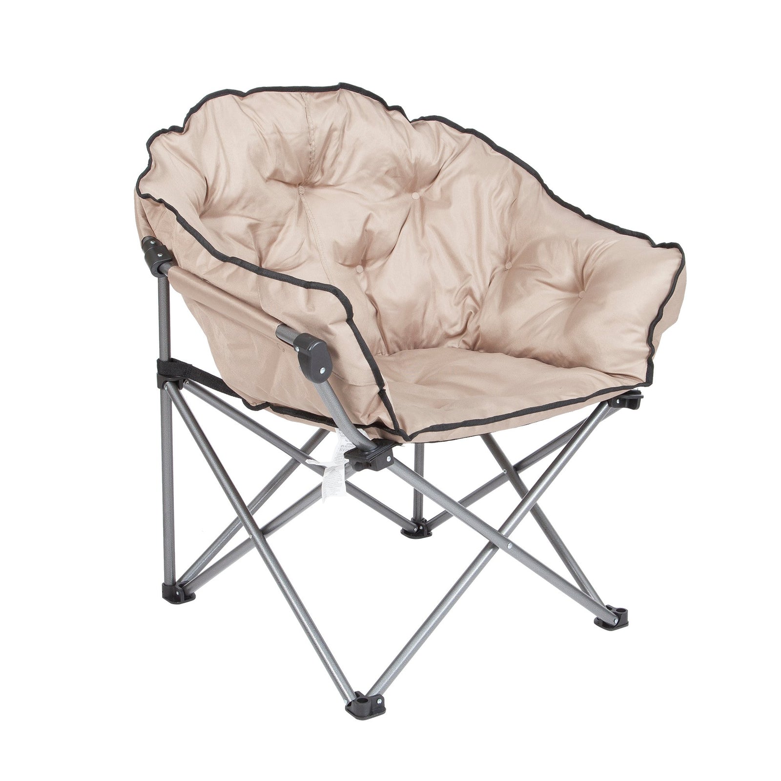 Mac Sports Foldable Padded Outdoor Club Camping Chair with Carry Bag, Beige - VMInnovations