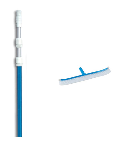 NEW Pentair R111386 912VL 18" Curved Molded Pool Brush w/ 5-15' Telescopic Pole