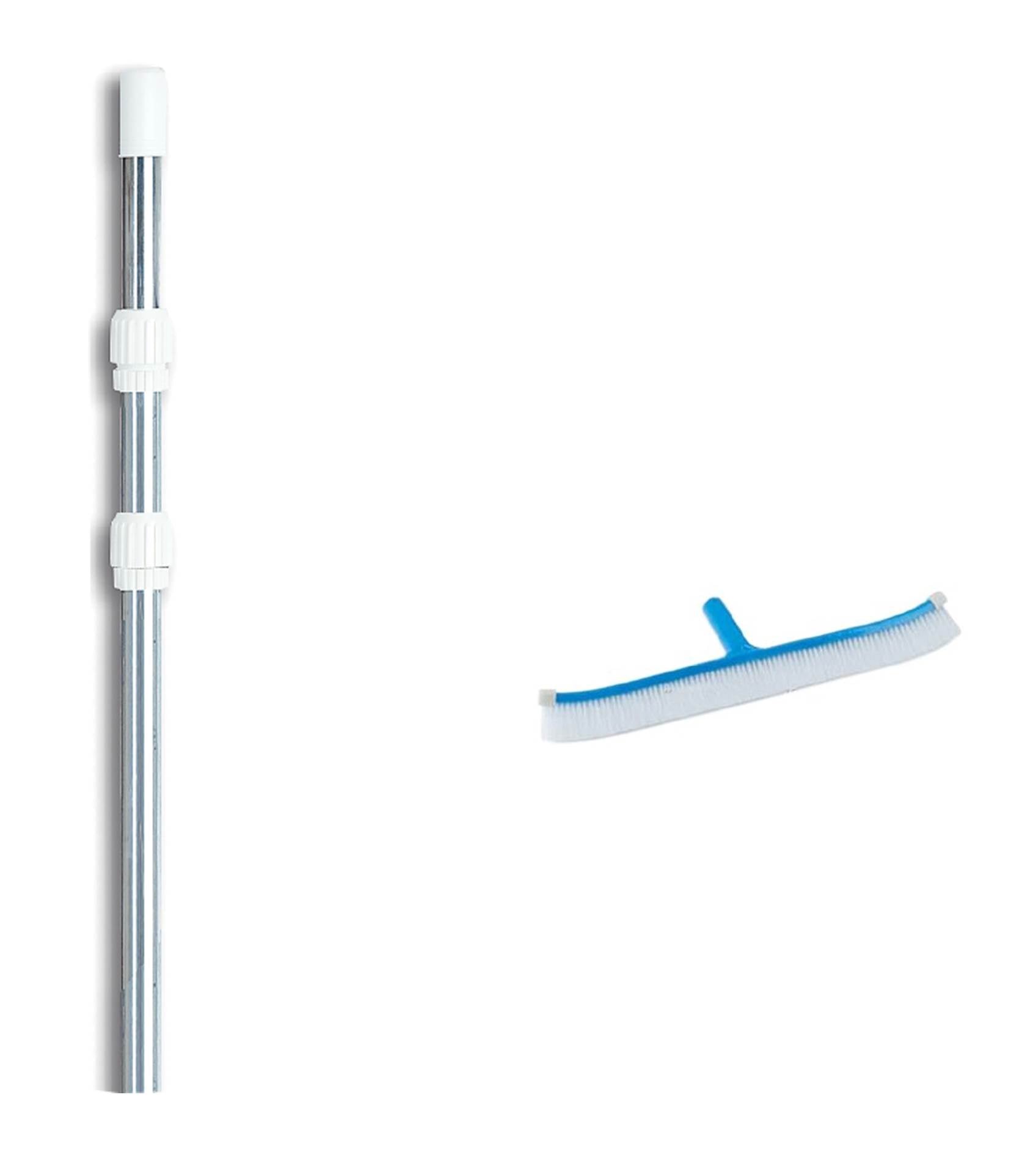 NEW Pentair R111386 912VL 18" Curved Molded Pool Brush w/ 4-12' Telescopic Pole - VMInnovations