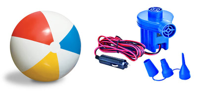 Swimline 36" Rainbow Inflatable Pool Lake Beach Ball Toy w/ Electric Air Pump