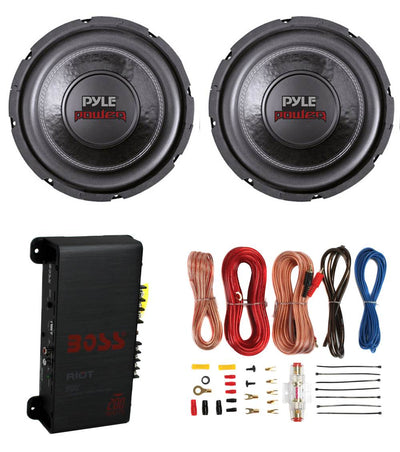 2) Pyle PLPW6D 6" 1200W Car Subwoofers Subs, R1002 200W 2-Channel Amp, & Amp Kit - VMInnovations