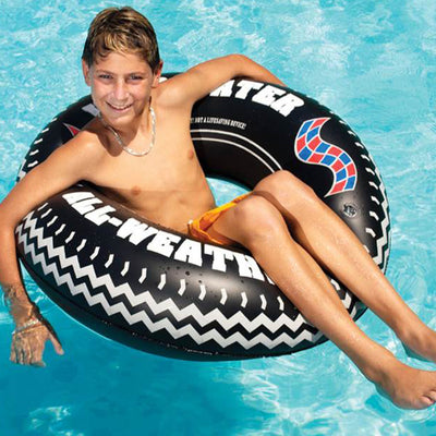 Swimline 36 Inch Inflatable Pool River Lake Floating Tire Tube w/Electric Pump