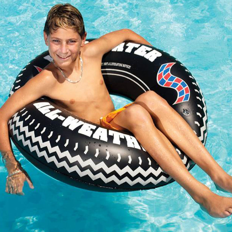 Swimline 36 Inch Inflatable Pool River Lake Floating Tire Tube w/Electric Pump - VMInnovations