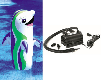 Swimline 9023 36" Dancing Dolphin Swimming Pool Inflatable Toy w/ Electric Pump - VMInnovations