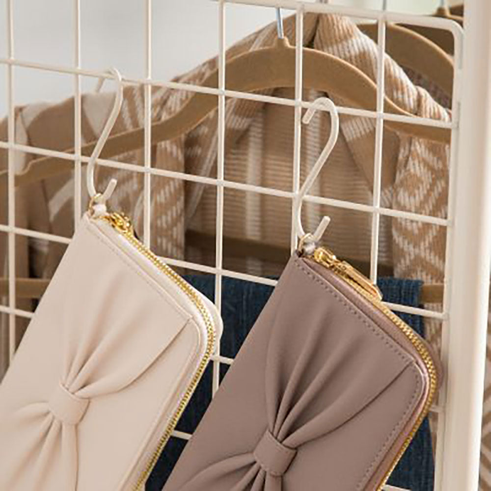 IRIS Metal Wardrobe Clothes Organizer Rack w/ 2 Wood Shelves, White (Open Box)