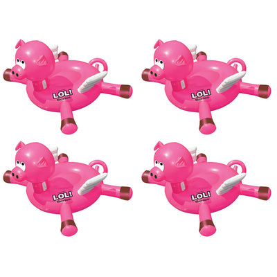 Swimline LOL! Series Inflatable Ride-On Flying Pig Swimming Pool Float (4 Pack)