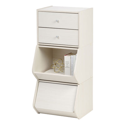 IRIS Tachi Series Wood Stacking Storage Drawer Box Cabinet Cube White (Open Box)