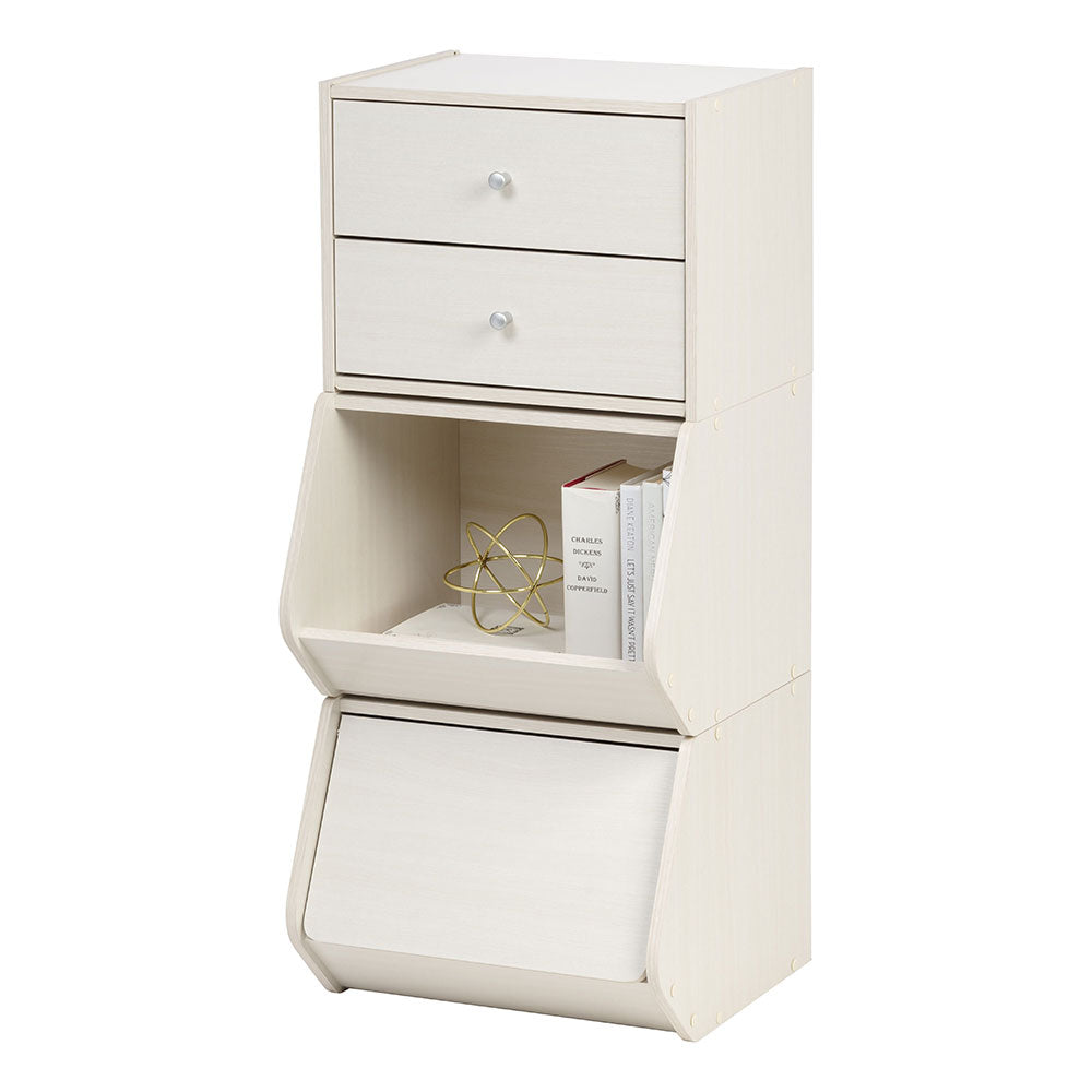 IRIS Tachi Series Wood Stacking Storage Drawer Box Cabinet Cube, White (Used)