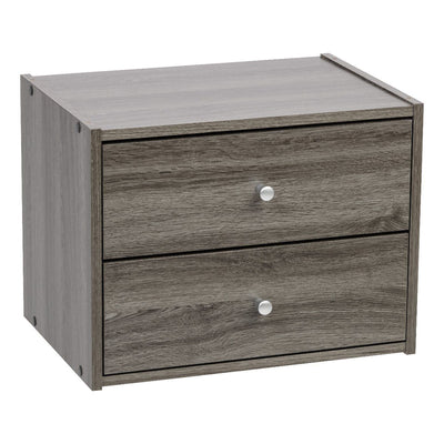 IRIS Tachi Series Wood Stacking Storage Drawer Box Cabinet Cube, Gray (Open Box)