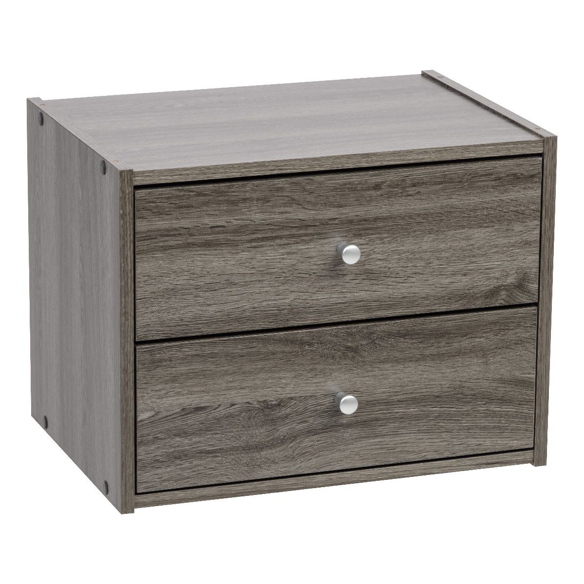 IRIS Tachi Series Wood Stacking Storage Drawer Box Cabinet Cube, Gray (Open Box)