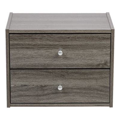 IRIS Tachi Series Wood Stacking Storage Drawer Box Cabinet Cube, Gray (Open Box)