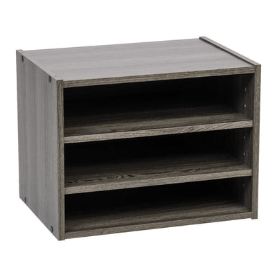 IRIS USA Modular Wood Storage Organizer Cube Box with Adjustable Shelves, Gray
