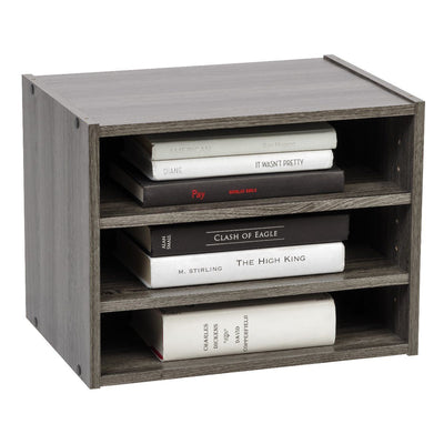 IRIS USA Wood Storage Organizer Cube Box with Adjustable Shelves Gray (Open Box)
