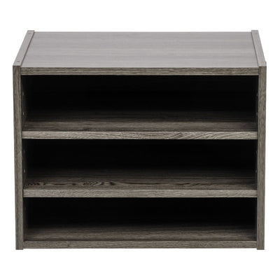 IRIS USA Modular Wood Storage Organizer Cube Box with Adjustable Shelves, Gray