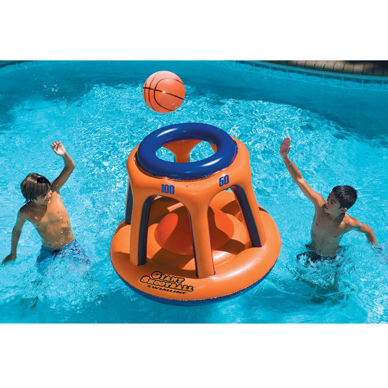 Swimline Shootball 36in Basketball Hoop Inflatable Pool Toy w/ Electric Air Pump - VMInnovations