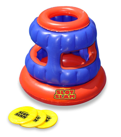 Swimline Slot Slam Disc Toss Inflatable Floating Water Outdoor Pool Game & Pump - VMInnovations