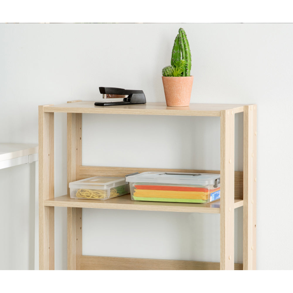 IRIS USA 596228 Mado 3 Shelf Wide Open Wood Rack Shelving Unit, Light Brown