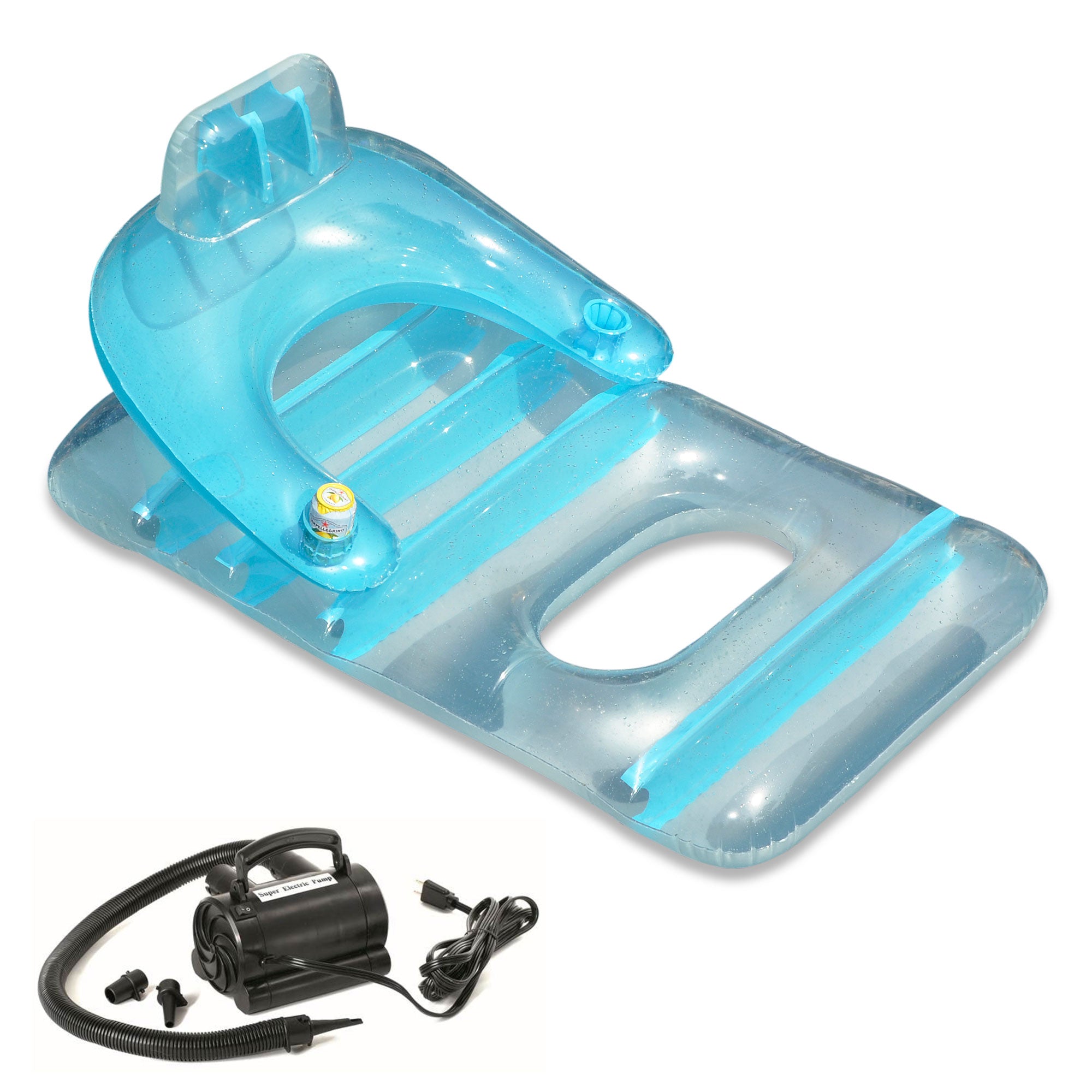 New Swimline Red Swimming Pool Inflatable Deluxe Lounge Chair w/ Electric Pump