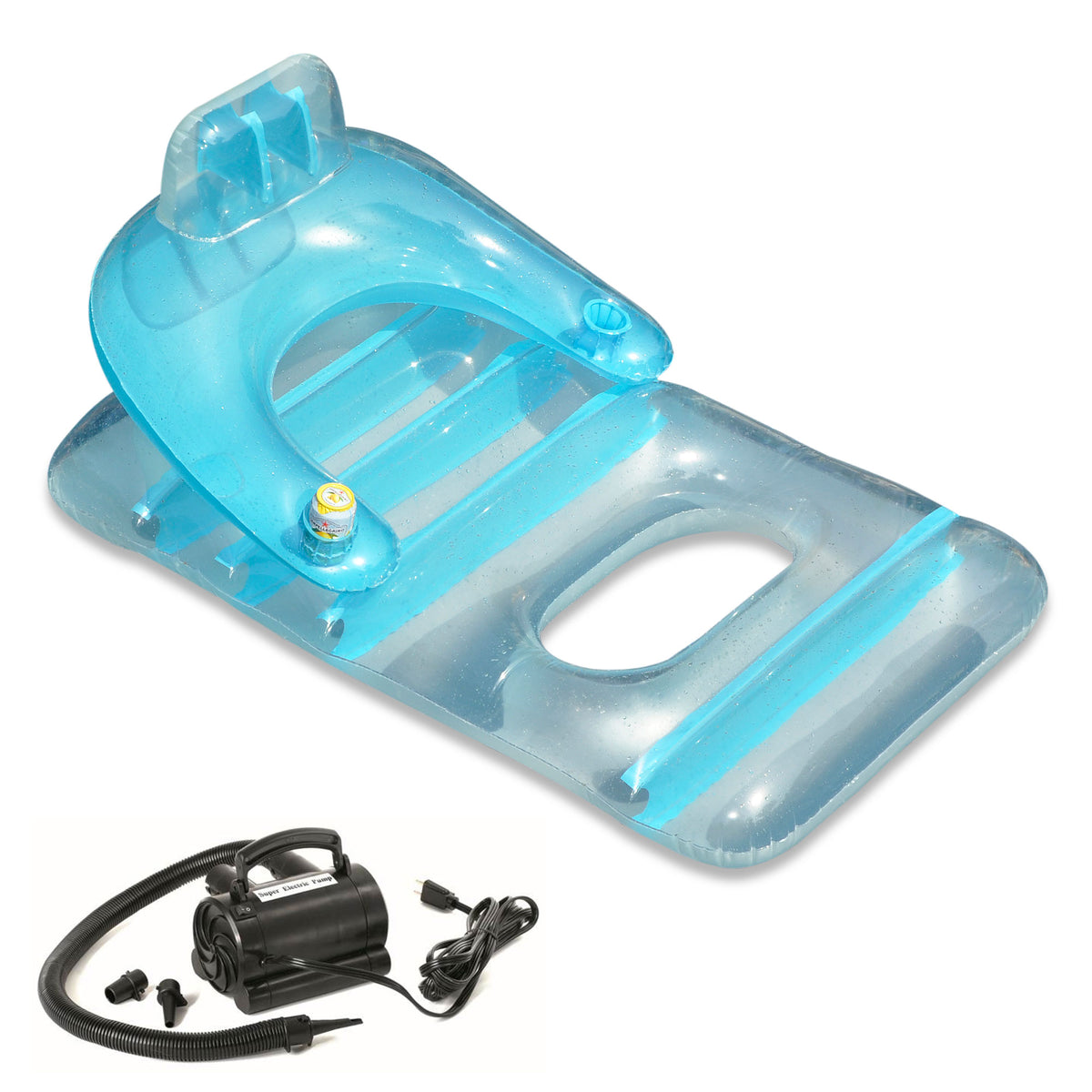 New Swimline Red Swimming Pool Inflatable Deluxe Lounge Chair w/ Electric Pump
