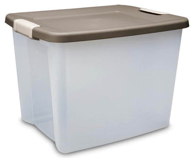 Sterilite 19378606 50 Quart Clear Base Latching Shelf Storage Tote Box, 6 Pack