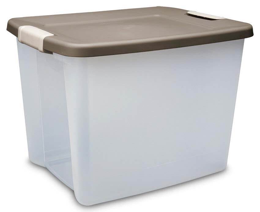 Sterilite 19378606 50 Quart Clear Base Latching Shelf Storage Tote Box, 6 Pack