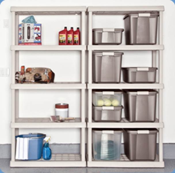 Sterilite 19378606 50 Quart Clear Base Latching Shelf Storage Tote Box, 6 Pack