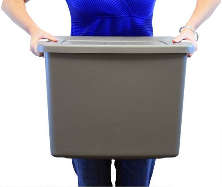 Sterilite 19378606 50 Quart Clear Base Latching Shelf Storage Tote Box, 6 Pack